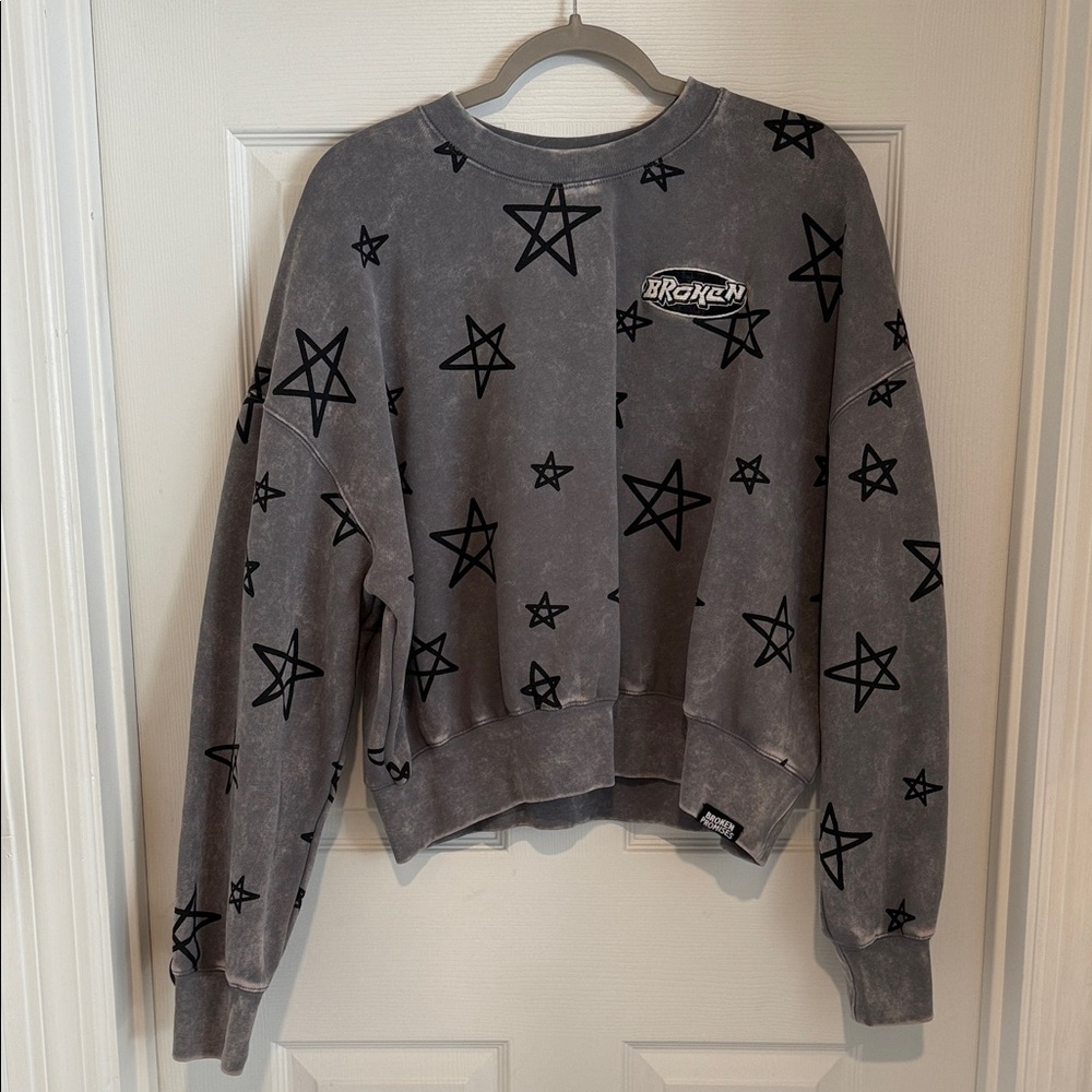 Broken Promises Chuck Grey Crop Crewneck Sweatshirt